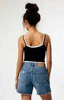 PacSun Eco Dark Indigo Ripped High Waisted Relaxed Jorts