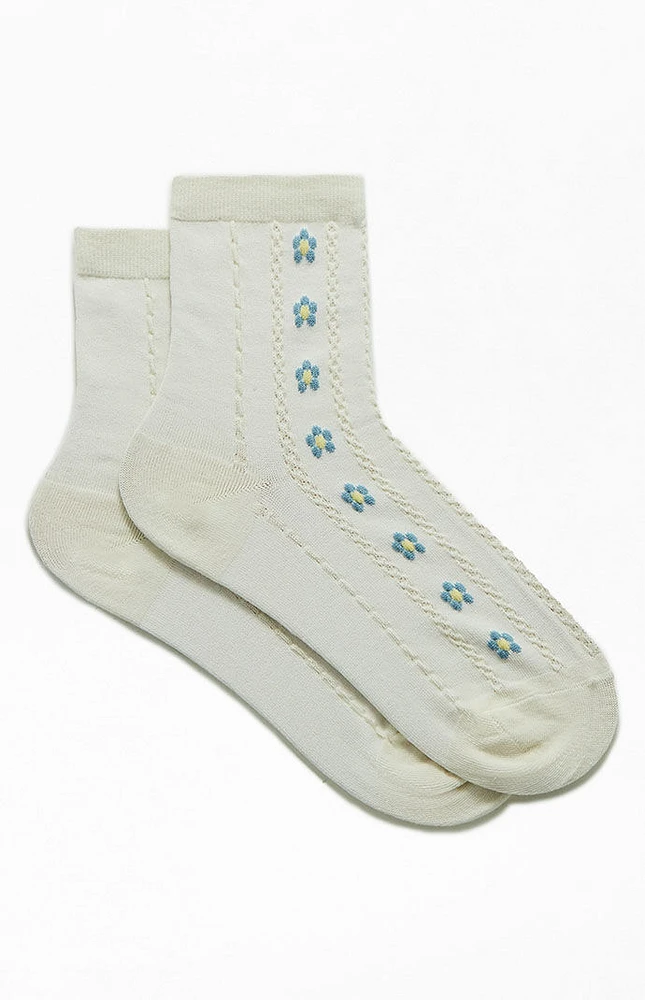 Knit Floral Ankle Socks