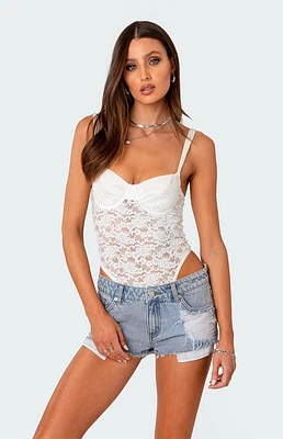 Lace & Satin Cupped Bodysuit