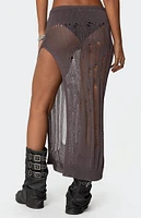 Edikted Jaynie Distressed Knit Maxi Skirt