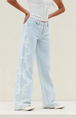 PacSun Light Indigo Bow Low Rise Baggy Jeans