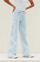 PacSun Light Indigo Bow Low Rise Baggy Jeans