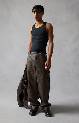 FORD Faux Leather Double Knee Carpenter Pants