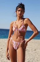 Cupshe Pink Floral Frill Triangle Bikini Top