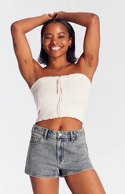 PacSun Dark Indigo Zip Fly High Waisted Denim Festival Shorts
