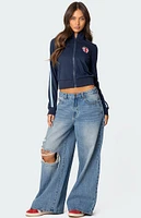 Edikted Distressed Low Rise Baggy Jeans