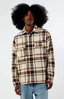 PacSun Cream Oversized Wooly Flannel Shirt