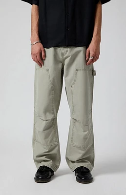 PacSun Olive Reinforced Knee Panels Baggy Carpenter Pants