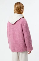 Pacsun Kids Mauve Sherpa Full Zip Shacket