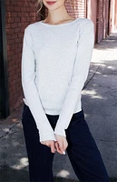 John Galt Silver Pointelle Leah Long Sleeve Top