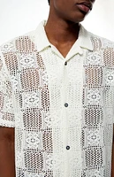 PacSun Cream Open Knit Oversized Resort Camp Shirt