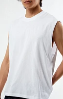 Pacsun White Cut Off Muscle T-Shirt