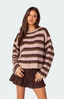 Oversized Fuzzy Striped Sweater