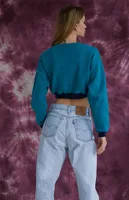 Upcycled Aqua Super Cropped Sweatshirt