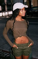 John Galt Olive Tori Basic Long Sleeve Top