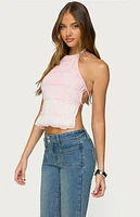 Edikted Amit Tiered Chiffon Halter Top
