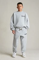 Fear of God Essentials Kids Light Heather Grey Fleece Sweatpants