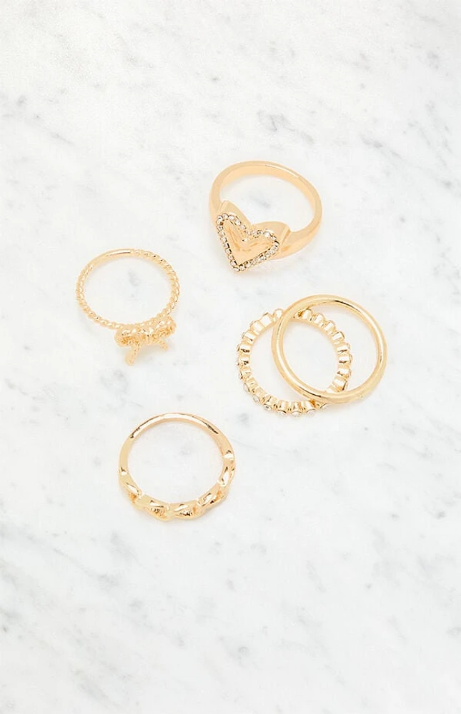 LA Hearts 5 Pack Dainty Rings