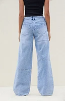 PacSun Light Indigo Patchwork Low Rise Baggy Jeans