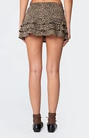 Edikted Ruffled Leopard Printed Mini Skirt