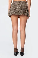 Edikted Ruffled Leopard Printed Mini Skirt