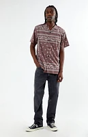 PacSun Satin Brown Paisley Camp Shirt