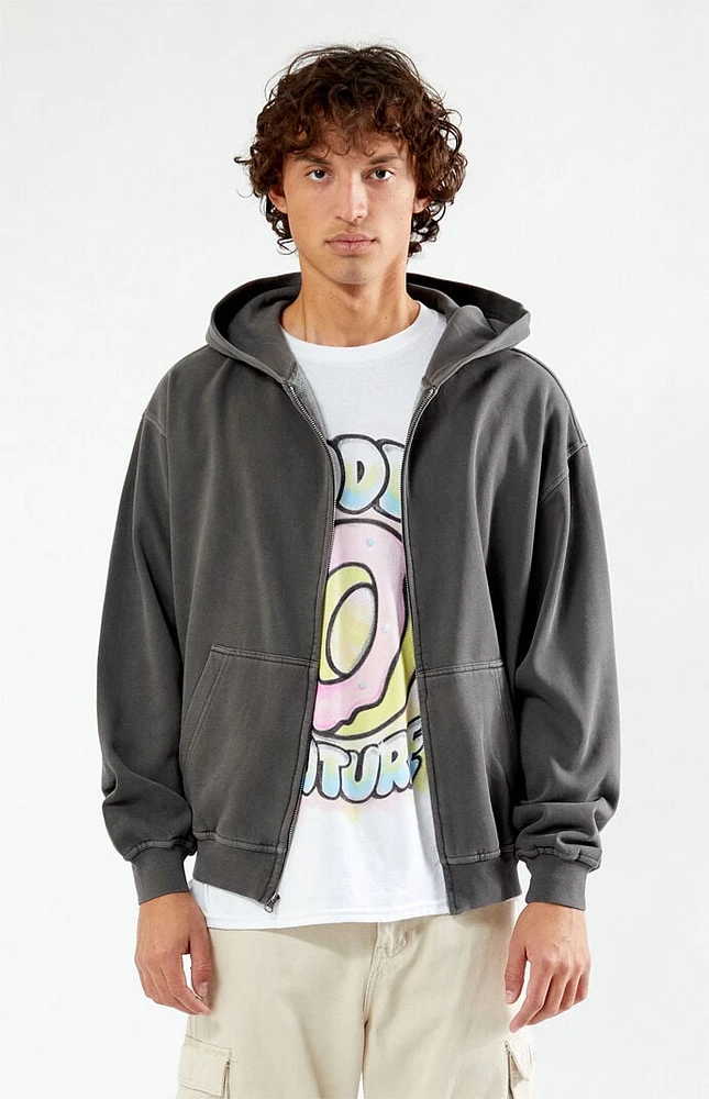 PacSun Black Vintage Washed Full Zip Hoodie