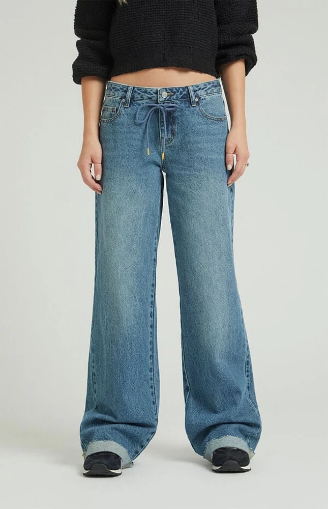 Pacsun Casey Medium Indigo Drawstring Low Rise Baggy Jeans