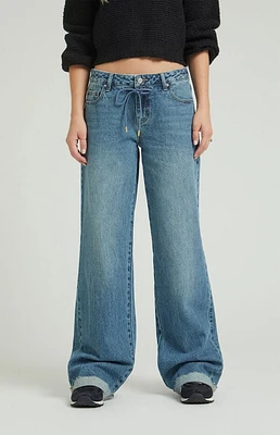 Pacsun Casey Medium Indigo Drawstring Low Rise Baggy Jeans