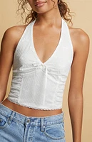 Beverly and Beck Aimee Bow Lace Halter Top