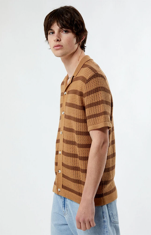 PacSun Stripe Open Knit Camp Shirt