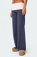 Edikted Wide Leg Contrast Fold Over Pants