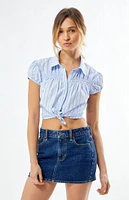 LA Hearts Pinstripe Button Down Short Sleeve Shirt