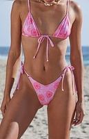 Pacsun Eco Pink Floral Faye V Tie Side Bikini Bottom