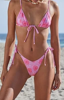 PacSun Eco Pink Floral Faye V Tie Side Bikini Bottom