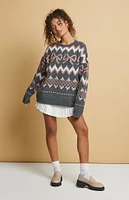 Beverly and Beck Bow Fair Isle Oversized Sweater