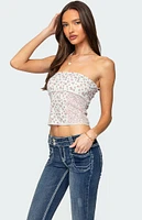 Edikted Mixed Floral Pointelle Tube Top