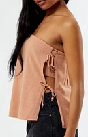 LA Hearts Lace-Up Bow Tube Top