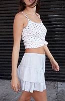 John Galt Light Blue Izzy Tiered Mini Skirt