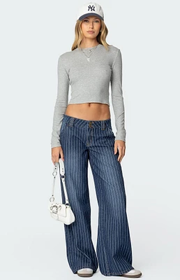 Edikted Cory Striped Low Rise Jeans