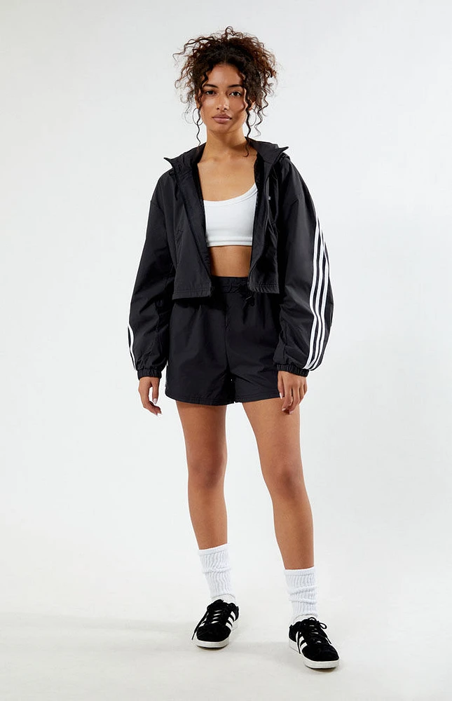 adidas Recycled Black Essentials 3-Stripes Woven Windbreaker Jacket