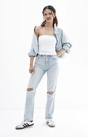 PacSun Light Indigo Distressed Dad Jeans