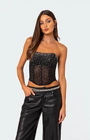 Edikted Sheer Rhinestone Corset