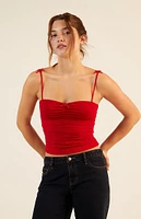 LA Hearts Kyla Mesh Bow Tank Top