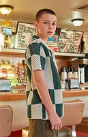 Pacsun Kids Open Knit Green & White Spence Shirt