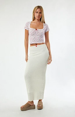 Daisy Street Rosette Mid Rise Maxi Skirt