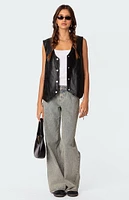 Edikted Kara Faux Leather Lace Up Vest