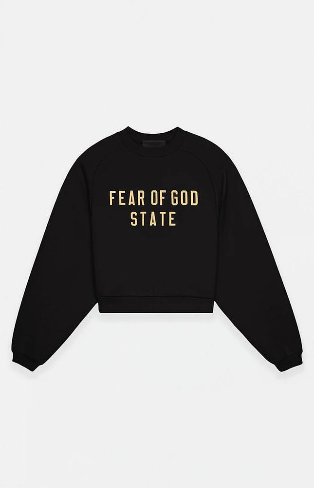 Fear of God Essentials Women's Black Fleece Cropped Crew Neck Sweatshirt