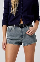 PacSun Dark Indigo Zip Fly High Waisted Denim Festival Shorts