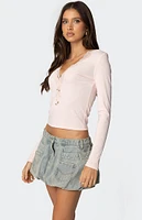 Edikted Madeline Lace Trim Ribbed Top